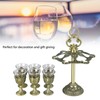 6Pcs Chinese Chalice Retro Style Zinc Alloy Glass Embossed Flower