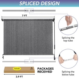 KANAGAWA 7'(W) x8'(H) Light Grey Outdoor Roller Shade - Cordless Exterior Roll Up Sun Shade for Patio, Pergola, Front Porch, Gazebo - Outdoor Blinds Screens for Patio