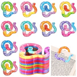 Resurhang 20 Pcs Worm Bookmark Acrylic Funny Gummy Worm Gifts Cute Glitter Paperclip Bookmarks Back to School Gifts for Students Teachers Book Lovers Classroom Rewards Reading Party Favors (Classic)