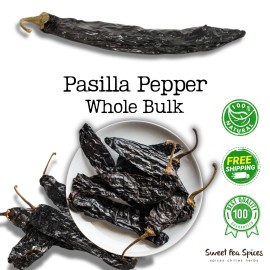 Sweet Pea Spice Dried Chile Pasilla Pepper - Pasilla Negro - Bulk - Pasilla Bajio - Chile negro - 8 oz