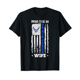 Vintage USA Flag Proud To Be An US Air Force Wife T-Shirt