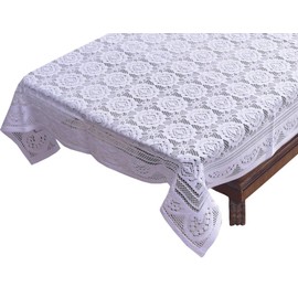 Yellow Weavesâ„¢ Designer Center Table Cloth Net Fabric 40 X 60 Inches (White)