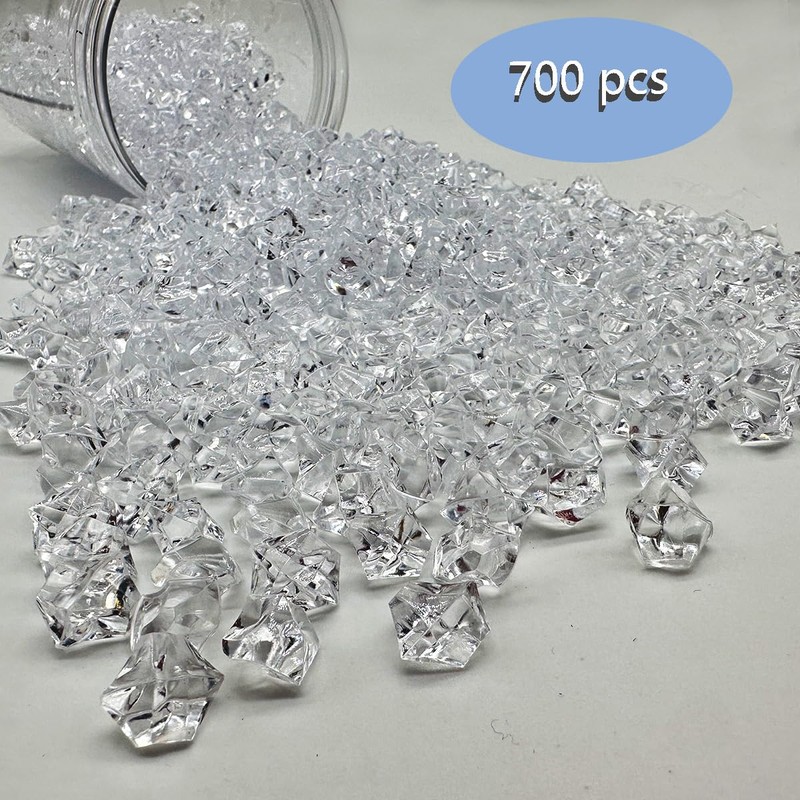 700PCS Fake Ice Cubes, 11 x 14 mm Acrylic Vase
