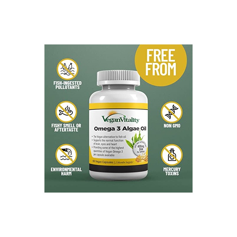 Vegan Omega 3 Algae Oil from Vegan Vitality: DHA 400mg