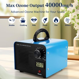MEKOTRIN Ozonator Generator 40,000mg/h, Ozonator Machine Odor Removal, High Capacity Portable Deodorizer Machine Odor Elimination for Industrial, Home, Commercial Car, Home, Room, Smoke and Pet(Blue)