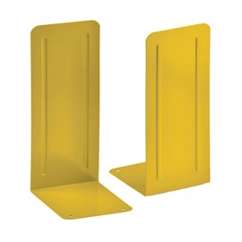 Acrimet Metal Bookends, Jumbo Size 9" H x 4" W x 4-1/2" D, Non-Skid Book Stand for Shelves, Heavy Duty Book Stopper, Yellow, 1 Pair