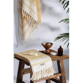 DEMMEX Oeko-TEX Certified 100% Organic Cotton & Organic Dye Prewashed XL Diamond Weave Turkish Towel Peshtemal Blanket for Bath,Beach,Pool,SPA,Gym,71x39 Inches (Mustard)