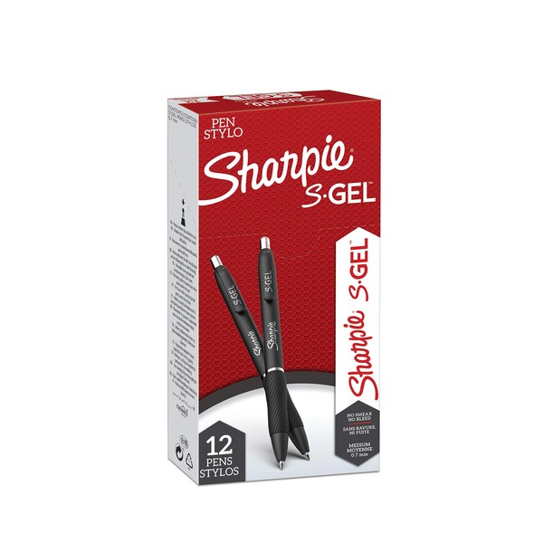 Sharpie S-Gel | Gel Pens | Medium Point (0.7mm) | Red Ink | 12 Count