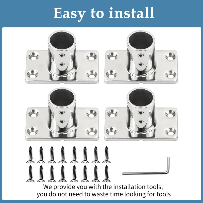 YANYUCB Boat Hand Rail Fittings,316 Stainless Steel Rectangular 90 Degree
