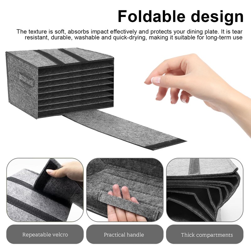 YFaith Plate Holder Motorhome, Felt Plate Holder Camping, 8 Compartments