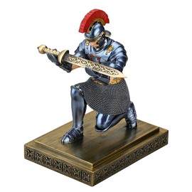 CYXStar Roman Praetorian Warrior Knight Pen Holder Desk Ornament Resin Pencil Holder Desk Accessories and Organizer for Office with a Letter Opener (Blue)