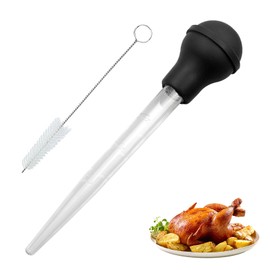 2 Pcs Turkey Baster, Baster for Cooking, Turkey Oil Dropper with Brush, Turkey Baster for Cooking, Cooking Turkey Injector Long Turkey Baster for Oiling and Marinating Turkey Beef Pork Fish (Black)