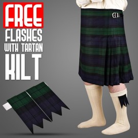 Kilt for Men I Scottish Tartan Kilt Polyviscose 8 Yard Traditional Mens Kilt (US, Numeric, 50, 52, Regular, Regular, Black Watch)