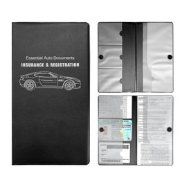 Dickno Car Registration and Insurance Holder, 10.39''×9.56'' Essential Auto Card Document Glove Box Organizer with Closure, Car Interior Accessories (Black, Small Car)