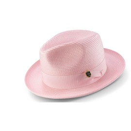 MONTIQUE Stylish Snap Brim Fedora Hat | Men & Women Unisex Design Dress Hat for Special Occasions | Pink Medium H-42