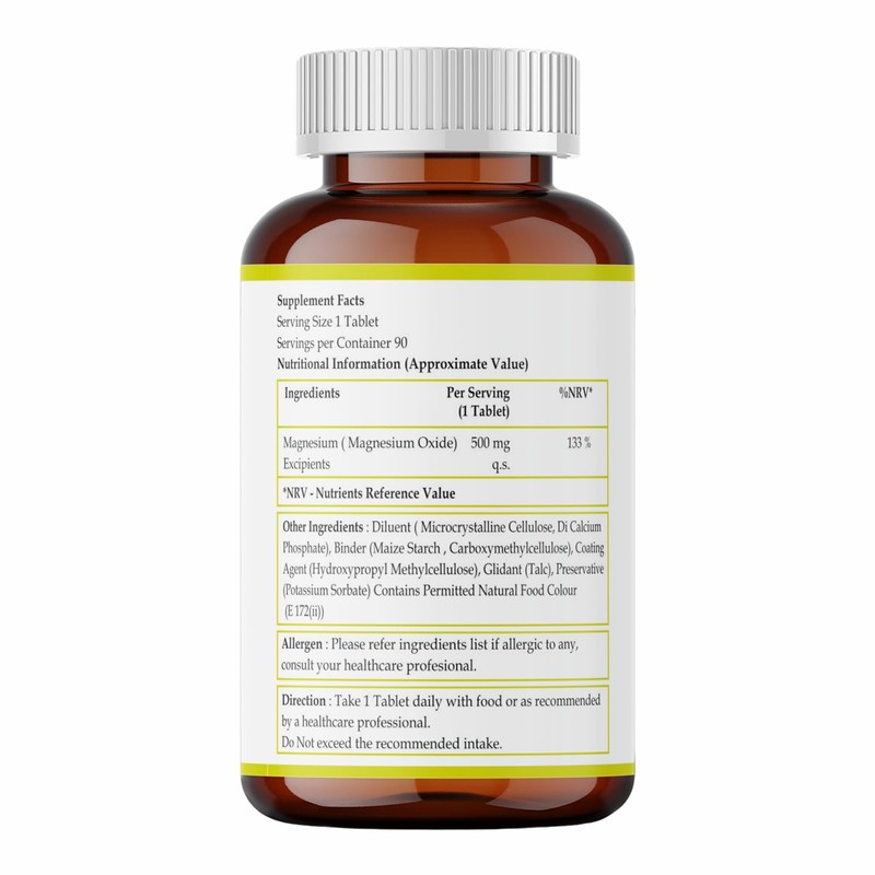 Nutra Life Magnesium Support Supplement, 500mg, 90 Tablets, 3 Month