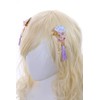 C-118-1 Purple Fan Shape Sakura Cherry Blossom Tassels Hair Clip