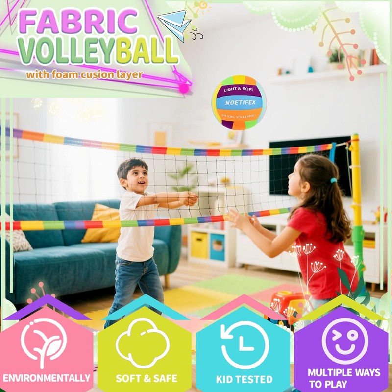 Noetifex Soft Volleyball-Super Soft Fabric Light Volleyball for Indoor Practice
