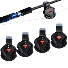 Mengshen 4 PCS Fishing Bite Alarm, Electronic Alert Bell with Sound & LED Indicator Volume Sensitivity Adjustable Gear Accessories for Day Night Outdoor