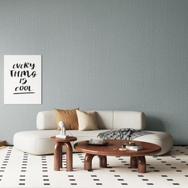 LVSHI 24"x393" Grasscloth Peel and Stick Wallpaper Fabric Textured Contact Paper for Cabinets, Faux Linen Vintage Matte Frosted Waterproof Flax Wallpaper for Bedroom Bathroom Kitchen (Blue-Gray)