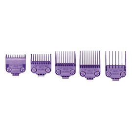 Andis 01410 Professional Master Clipper Guards - Dual Magnet Comb Set – Small, fits for MBA, MC-2, ML, PM- & PM-4, Waterproof – Purple, Set of 5