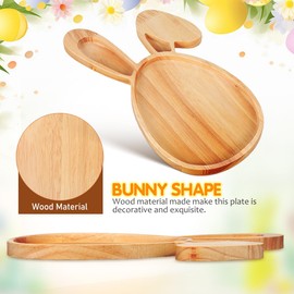 DOITOOL Wooden Easter Bunny Serving Tray, Egg Shaped Rabbit Charcuterie Board, Farmhouse Cheese Platter Appetizer Dish for Easter or Spring Rustic Kitchen Decorative