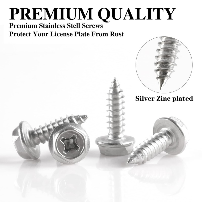 LivTee Rustproof License Plate Screws for Securing License Plates Frames