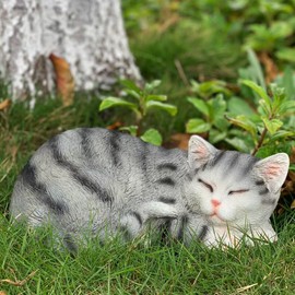 GoodAssy Cat Statue for Garden Outdoor Statue Decor, Cat Figurines Garden Decor for Patio, Lawn, Yard Ornament, Sleeping cat Statue Indoor Decoration for Home, Table & Porch, Gift for Mom