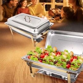 Chafing Dishes for Buffet 2 Pack, 9.5QT Food Warmers for Parties Buffet, Christmas Gatherings [Elegant Gold and Silver Colors] New upgrade Food Grade Stainless Steel,Buffet Servers and Warmers