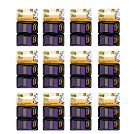 Post-it Flags, 1", Purple, 50/Dispenser, 2 Dispensers/Pack, 12 Pack (680-PU2)