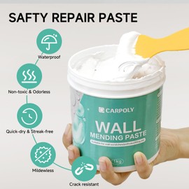CARPOLY Drywall Repair Kit - 32 OZ Wall Spackle Paste with Self Adhesive Metal Patch, Dryall Repair Patch Kits, White Wall Putty Hole Filler, Quick and Easy Solution for Holes, Cracks and Gaps