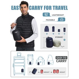 Pioneer Camp Men's Lightweight Puffer Vest Packable Water-Repellent Warm Quilted Sleeveless Outerwear for Work Casual Travel…