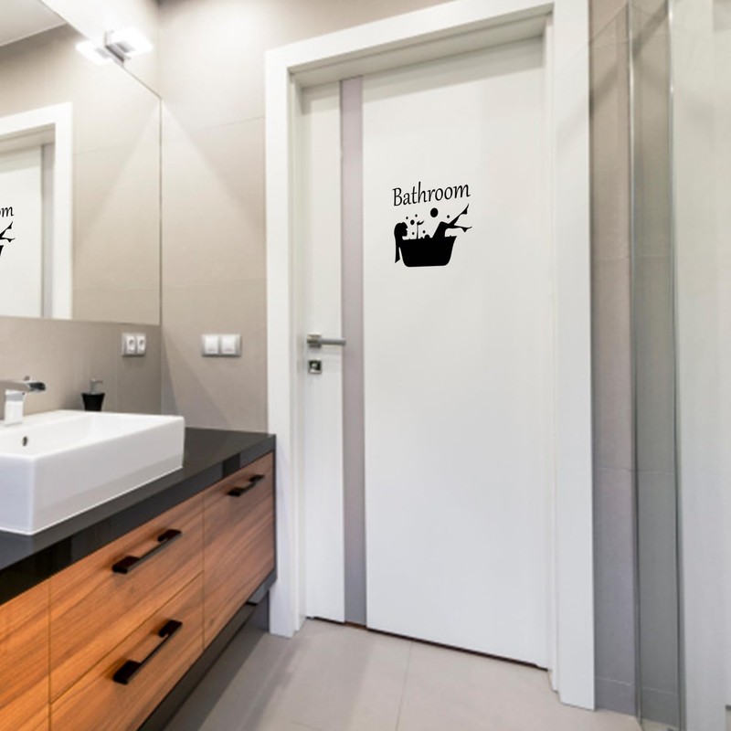 CHROMACRAFT 2 Sheets Bathroom Stickers Decoration Black Letters Bathroom Wall