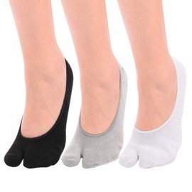 F Flammi - Calcetines antideslizantes para mujer, estilo tabi, de corte bajo, para zapatillas Lofer, zapatos de barco, Negro, blanco, gris, 6-9