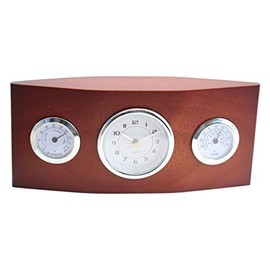 Elegant Novelty Wooden Desk Table Clock for Home Decor Ornament Business Office Thermometer Brown 10 x 18cm Gift Idea