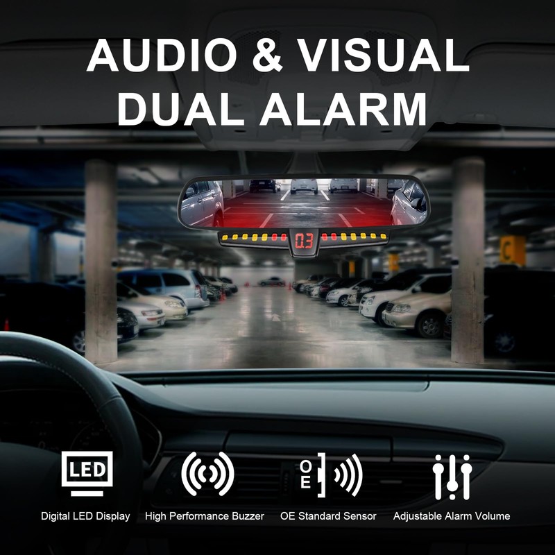 Promata PS02 Car Rear Parking Sensor Kit with Buzzer,4 58KHz