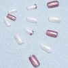 Handcess Square False Nails Medium White Pink Press on Nails