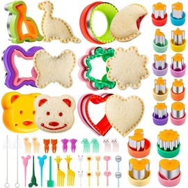 Cortadores de Galletas, 43pcs Molde de Corazon, Cortadores de Sandwich, Mini Molde de Sellos de Frutas y Galletas, Cortador de Pan y Verduras, para Pasteles, Postres Caseros y Suministros para Fiestas