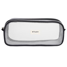 Surcotto Clear Pencil Case, Large Pen Case with Zipper, Stationary Supplies for Student Kids, 23 * 10 * 6.5CM, Clear mesh (Black)