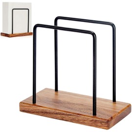 Metal Napkin Holder, Napkin Holder Made of Metal and Wood, Napkin Holder Primary Colour, Napkin Dispenser for Table, Wooden Napkin Dispenser for Worktop, Kitchen, Dining Table, Dining Room