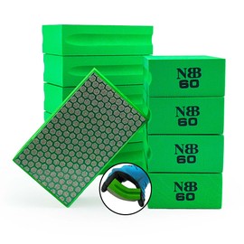 NBB Diamond Pad for Hand Grinding and Polishing Electroplated Diamonds for Stone Marble Granite Ceramic Tile Glass with Flexible Sponge Pad Hexagonal Shape (10, 60#H)