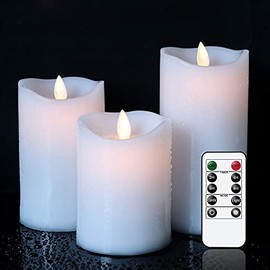 Eldnacele Waterproof Outdoor Flameless Candles with Remote Control, Battery Operated Flickering LED Pillar Candles for Indoor Outdoor Lanterns, Plastic, Moving Flame, Cycling 24 Hours Timer 4”5”6”