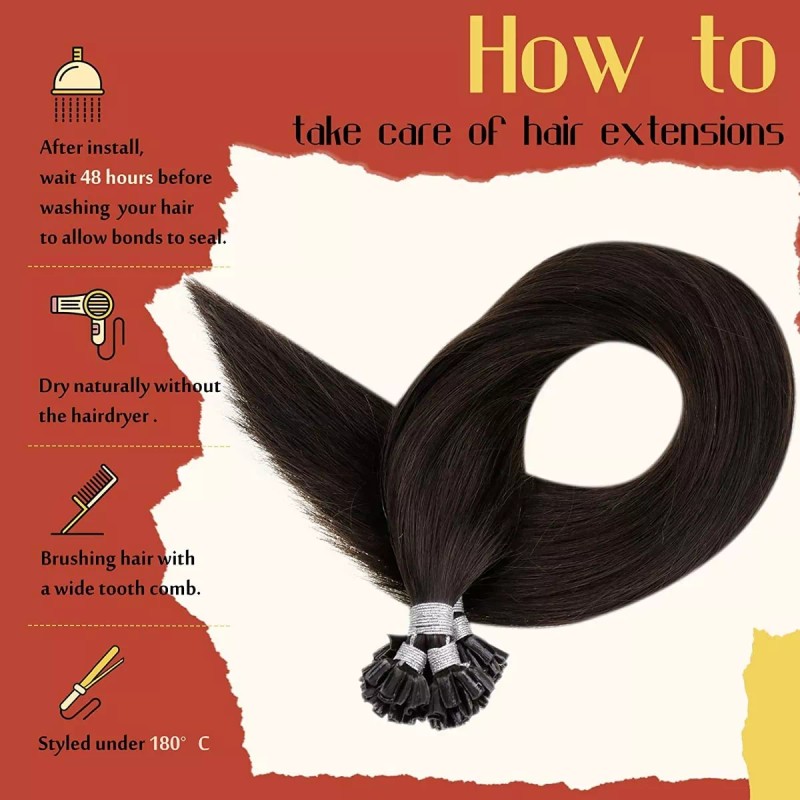 Hetto Extensiones Cabello Natural 50gr 14in Castaño Oscuro