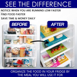 The BLD System Silicone Refrigerator Liner for Shelves | Non-Slip Washable Refrigerator Mat | Refrigerator Organizers and Storage Solution | Set of 5 Color Labelled Fridge, Liners and Mats for Fridge