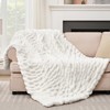 Touchat Luxury Faux Rabbit Fur Throw Blanket, 700GSM Premium Ruched