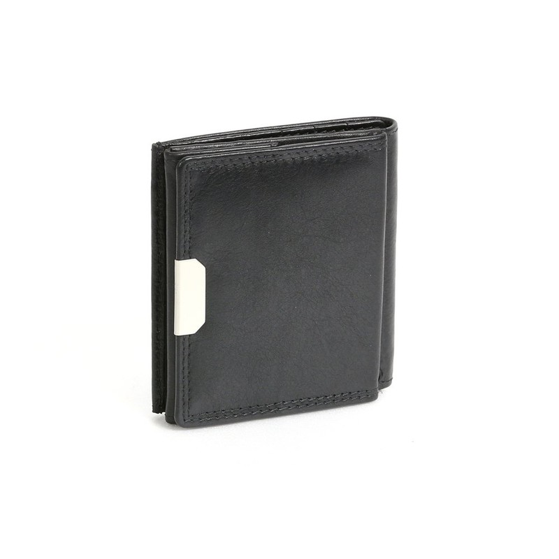 Small Leather Boxed Style wallet with large coin compartment LEAS,