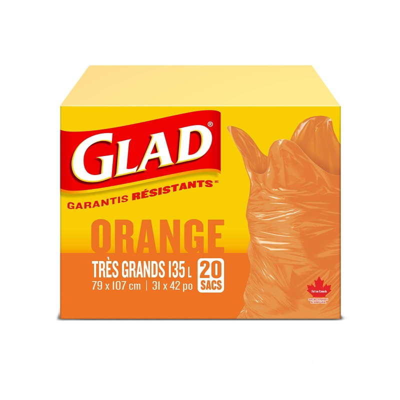 Glad Orange Garbage Bags - Extra Large 135 Litres -