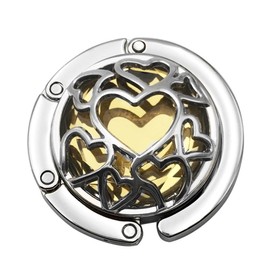 Grtdrm Multiple Hearts Style Premium Foldable Handbag Bag Purse Hanger Table Hook Holder (Tawny)