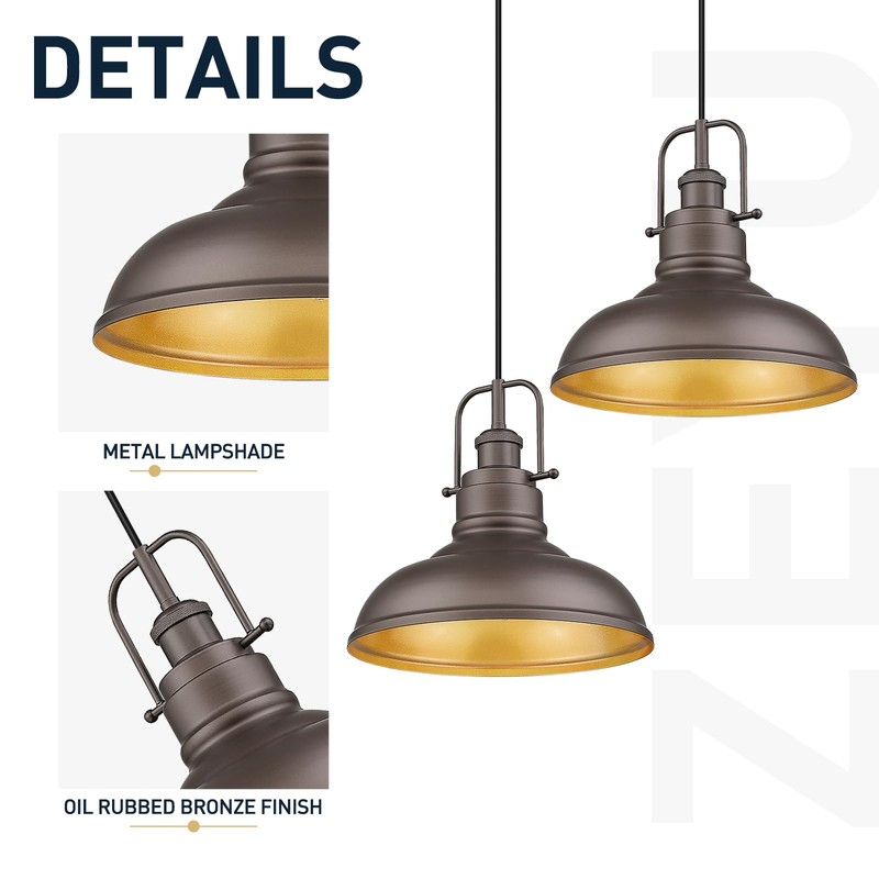 zeyu Farmhouse Pendant Light, 1-Light Industrial Hanging Light Fixture 11-inch,