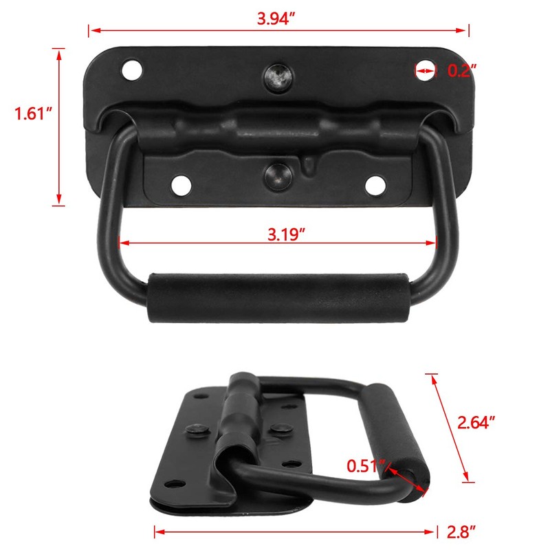 Sscon 3" x 1" Spring Loaded Pull Handles Black Tool